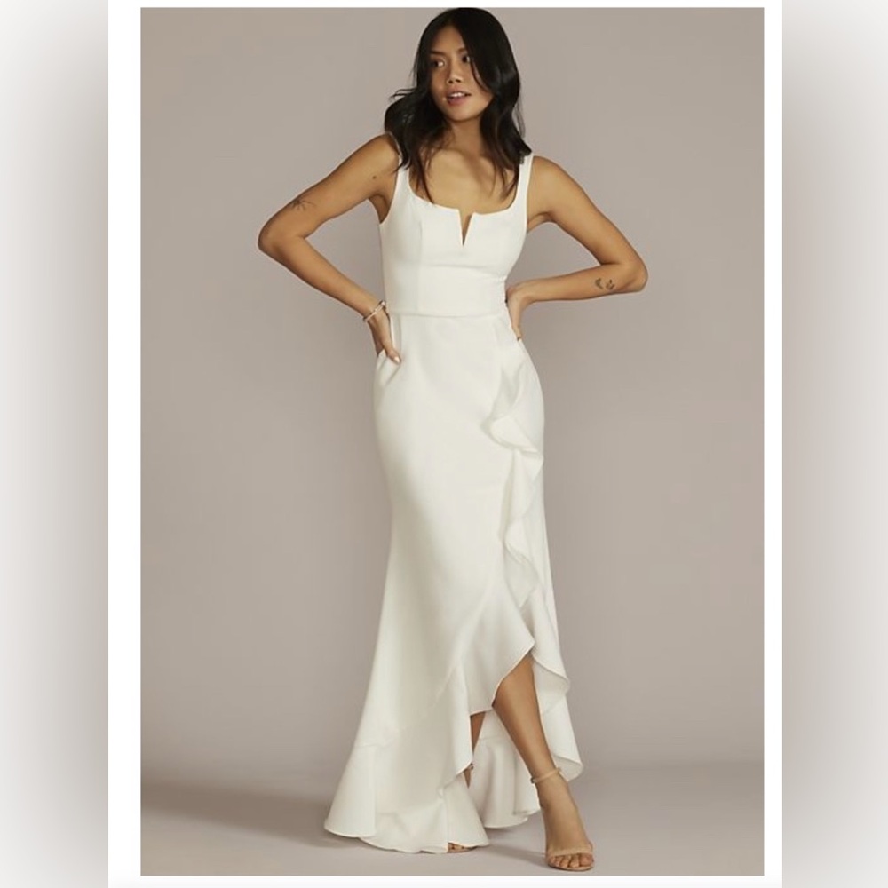 David's Bridal White High Low Dress